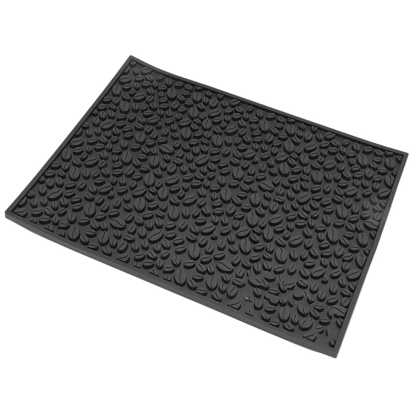 Non Slip Cup Mat Coffee Bean Design Desktop Bar Counter PVC Pad for Water Draining Filtering Black V1294-YM3118220262915-0421