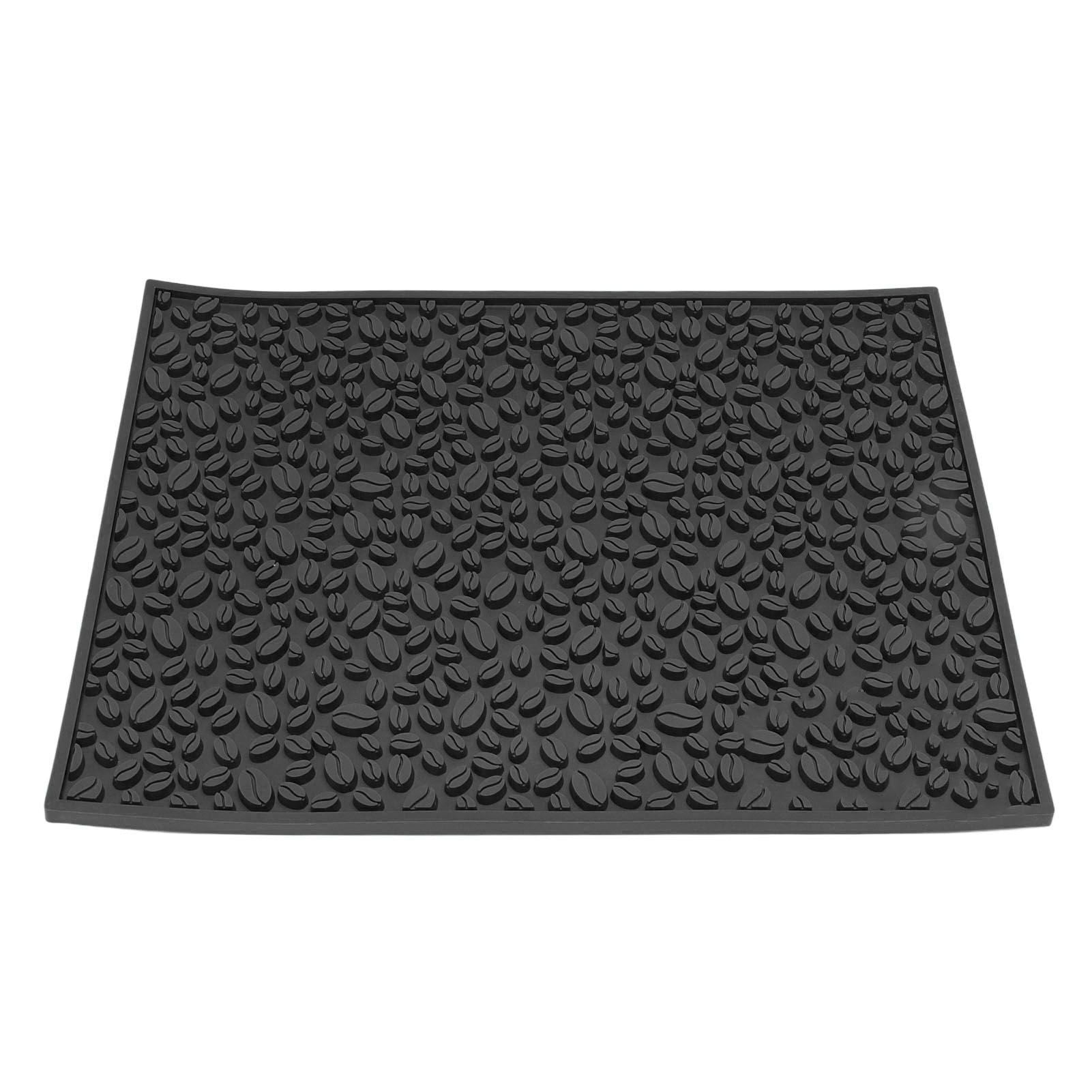 Non Slip Cup Mat Coffee Bean Design Desktop Bar Counter PVC Pad for Water Draining Filtering Black V1294-YM3118220262915-0421