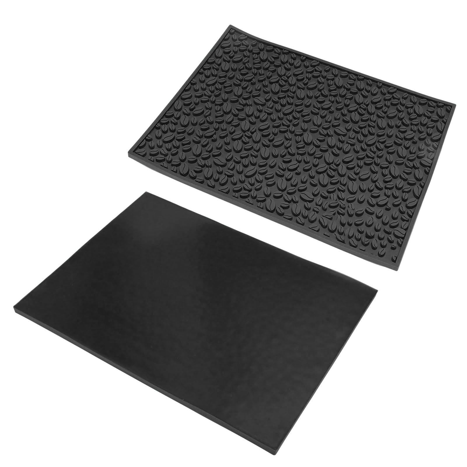Non Slip Cup Mat Coffee Bean Design Desktop Bar Counter PVC Pad for Water Draining Filtering Black V1294-YM3118220262915-0421