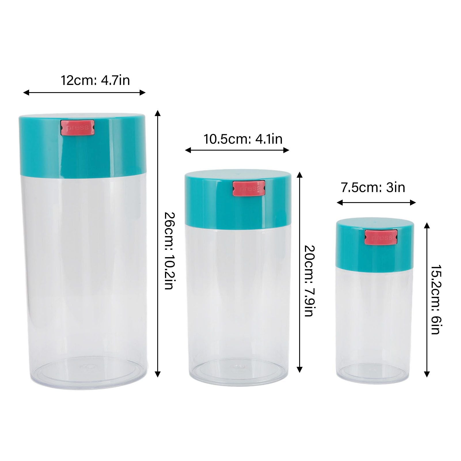 Airtight Jar Set Transparent 2100ml 1100ml 400ml Plastic Vacuum Storage Cans for Dried Fruit Coffee Bean Tea V1294-YM3118220263311-0421