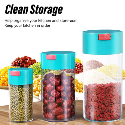 Airtight Jar Set Transparent 2100ml 1100ml 400ml Plastic Vacuum Storage Cans for Dried Fruit Coffee Bean Tea V1294-YM3118220263311-0421
