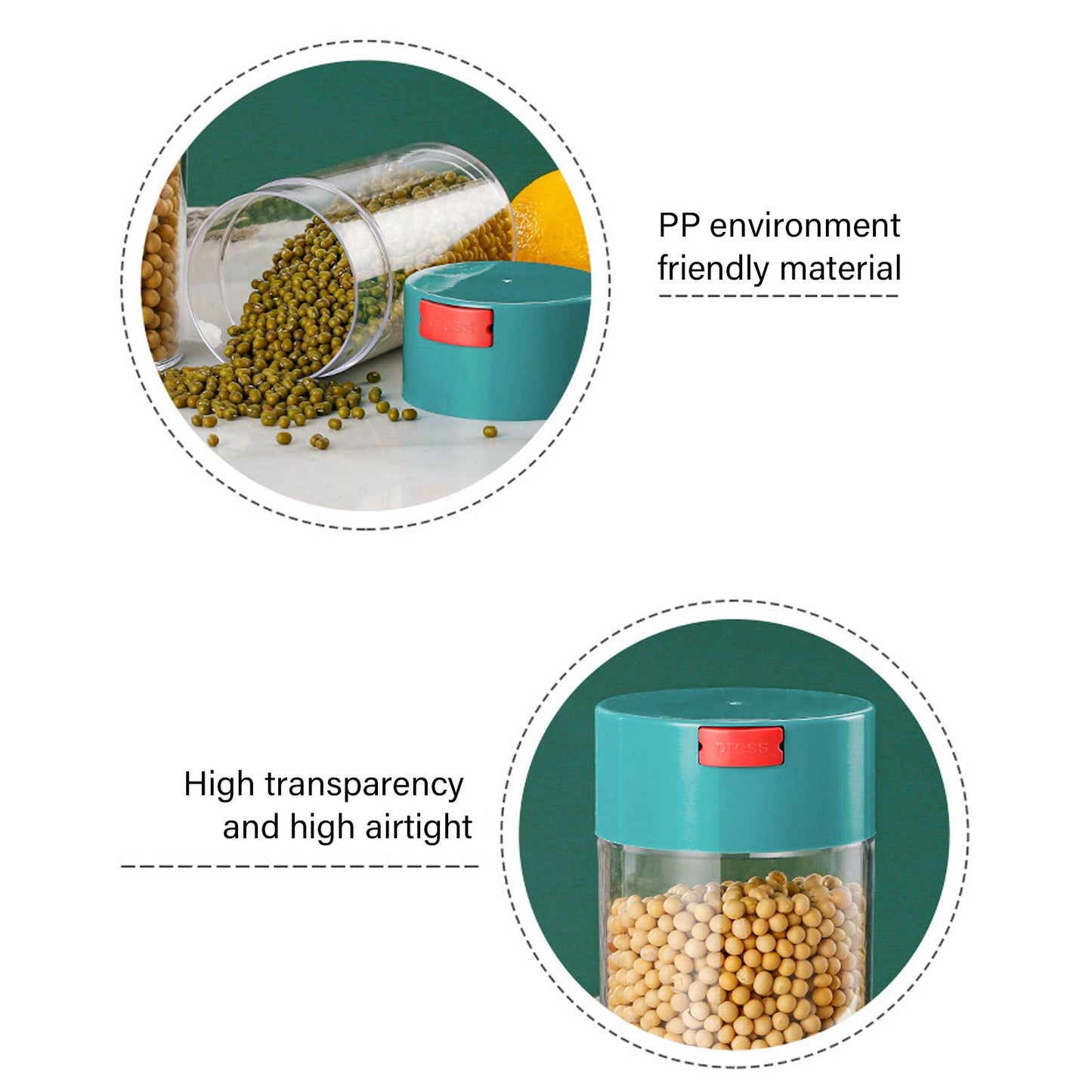 Airtight Jar Set Transparent 2100ml 1100ml 400ml Plastic Vacuum Storage Cans for Dried Fruit Coffee Bean Tea V1294-YM3118220263311-0421