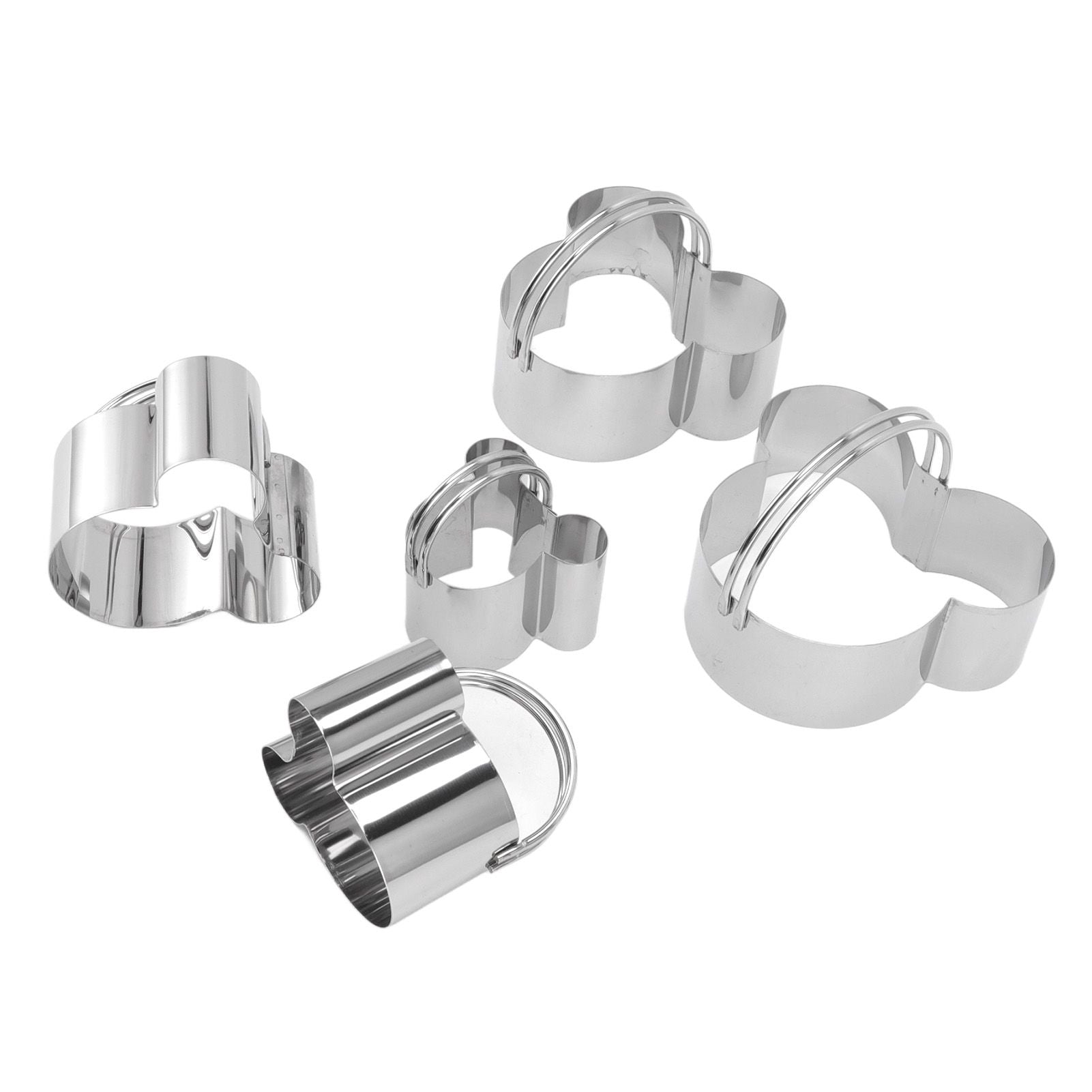 5Pcs Stainless Steel Biscuit Cutter Set Removable Easy Release Professional Cookie Cutter Set with Handle for V1294-YM3118220266811-0421