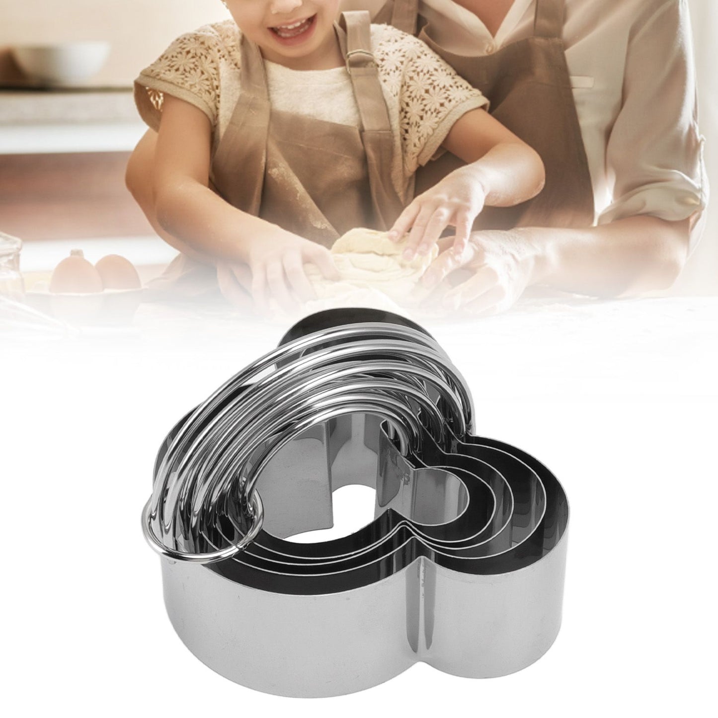 5Pcs Stainless Steel Biscuit Cutter Set Removable Easy Release Professional Cookie Cutter Set with Handle for V1294-YM3118220266811-0421