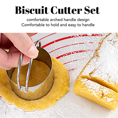 5Pcs Stainless Steel Biscuit Cutter Set Removable Easy Release Professional Cookie Cutter Set with Handle for V1294-YM3118220266811-0421