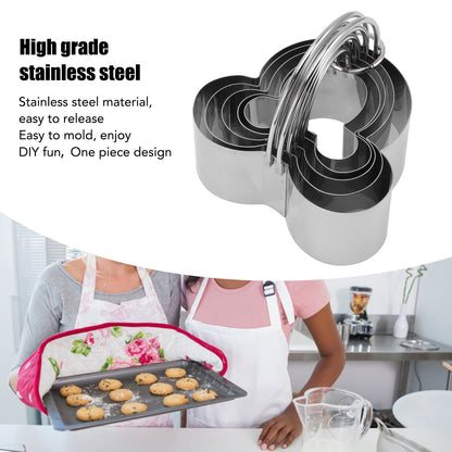 5Pcs Stainless Steel Biscuit Cutter Set Removable Easy Release Professional Cookie Cutter Set with Handle for V1294-YM3118220266811-0421