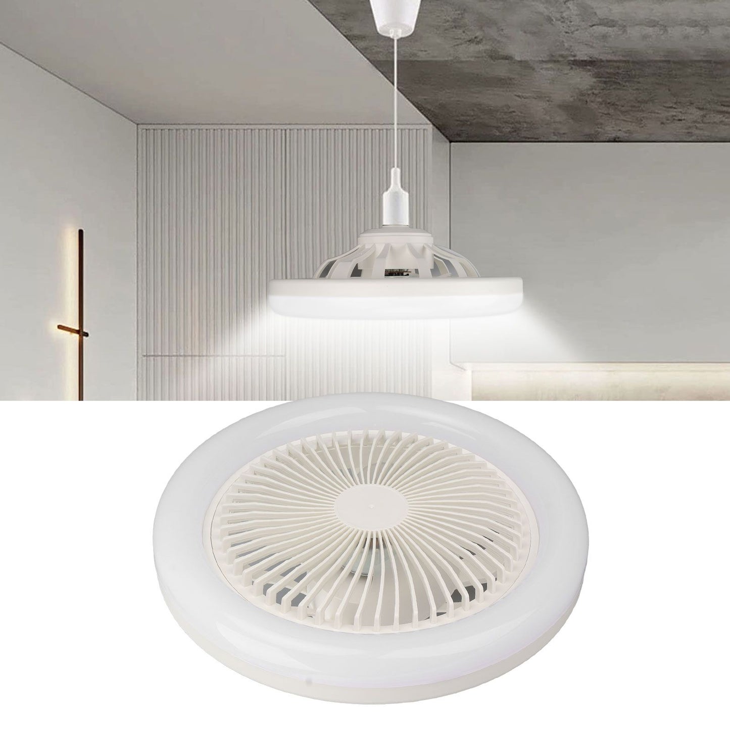 9.8in LED Ceiling Fan Light Quiet 3 Gears Ceiling Fan with E27 Lamp for Living Room 86-265V White V1294-YM3119220141711-0421