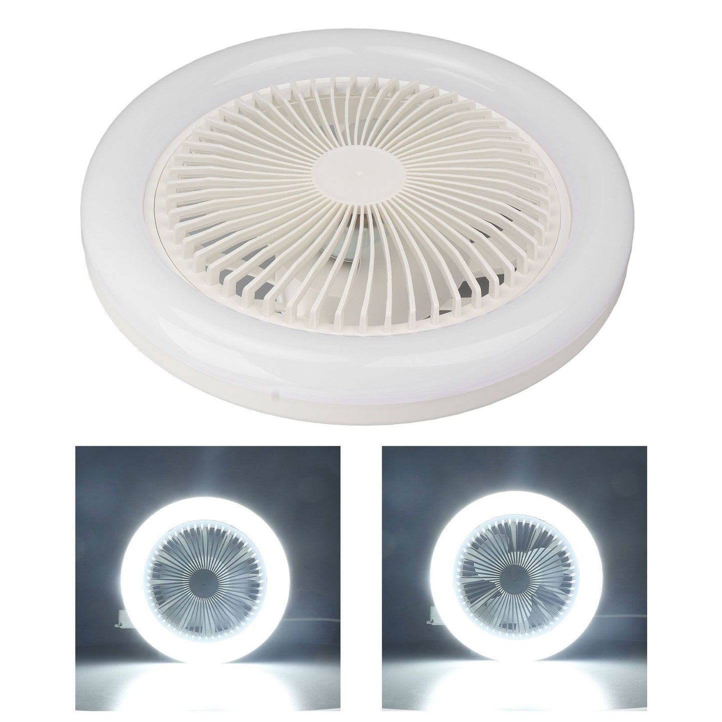 9.8in LED Ceiling Fan Light Quiet 3 Gears Ceiling Fan with E27 Lamp for Living Room 86-265V White V1294-YM3119220141711-0421