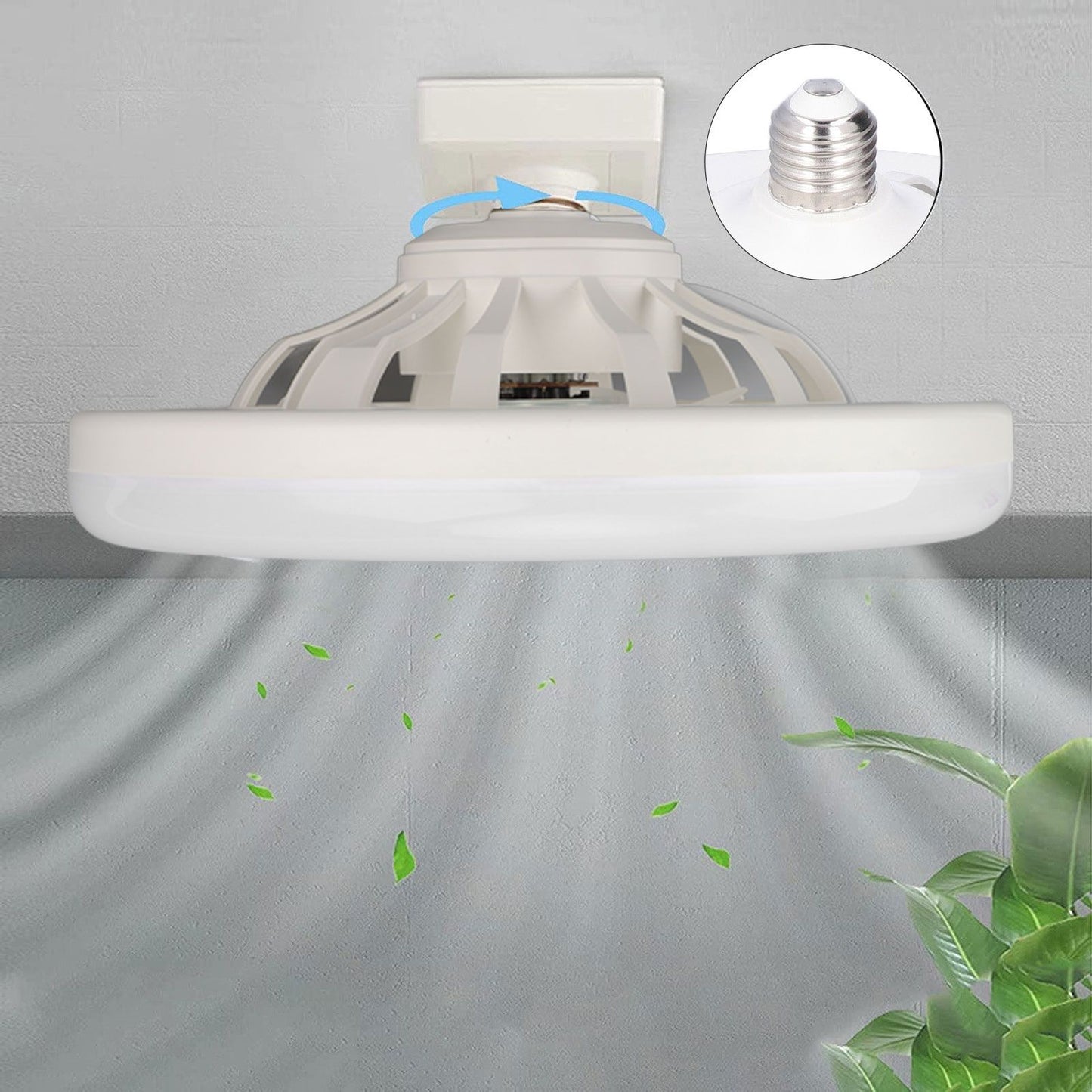 9.8in LED Ceiling Fan Light Quiet 3 Gears Ceiling Fan with E27 Lamp for Living Room 86-265V White V1294-YM3119220141711-0421