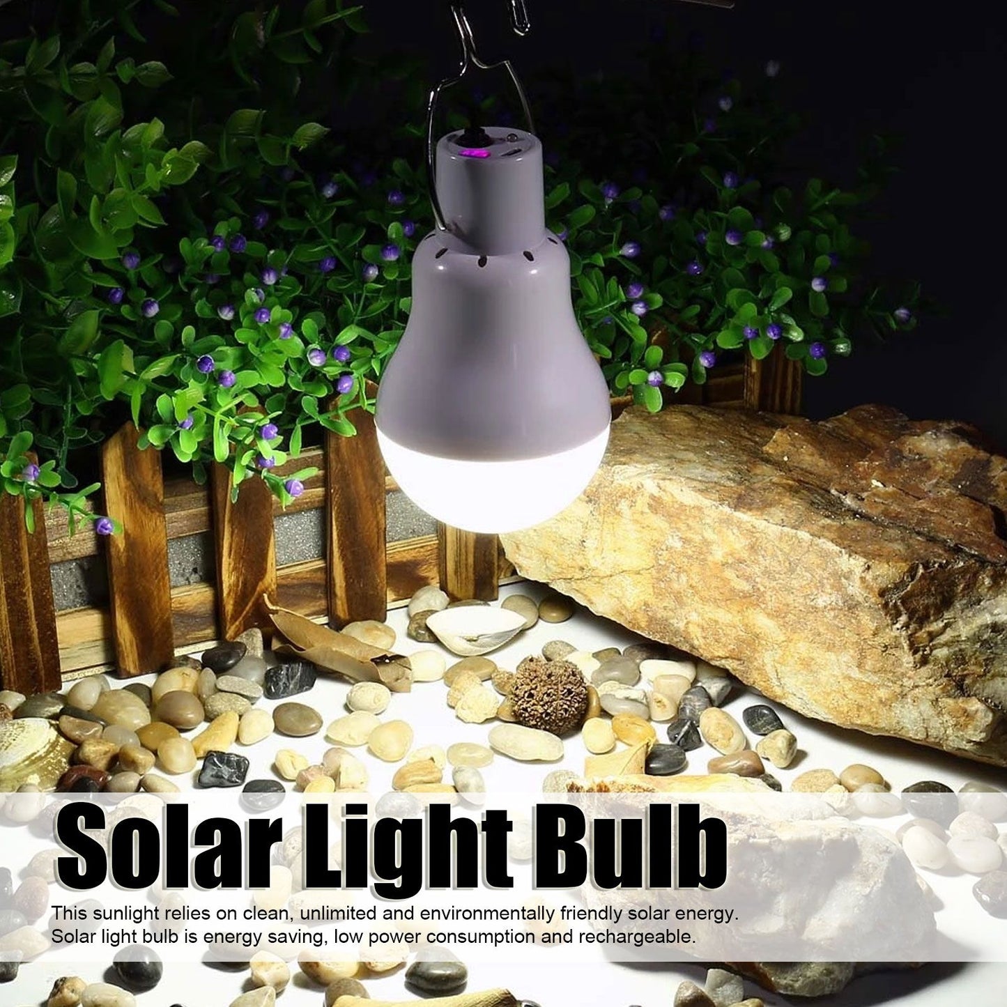 Portable Solar LED Light Bulb Rechargeable Solar Light Bulb for Outdoor Hiking Fishing Camping Tent V1294-YM3119220142011-0421