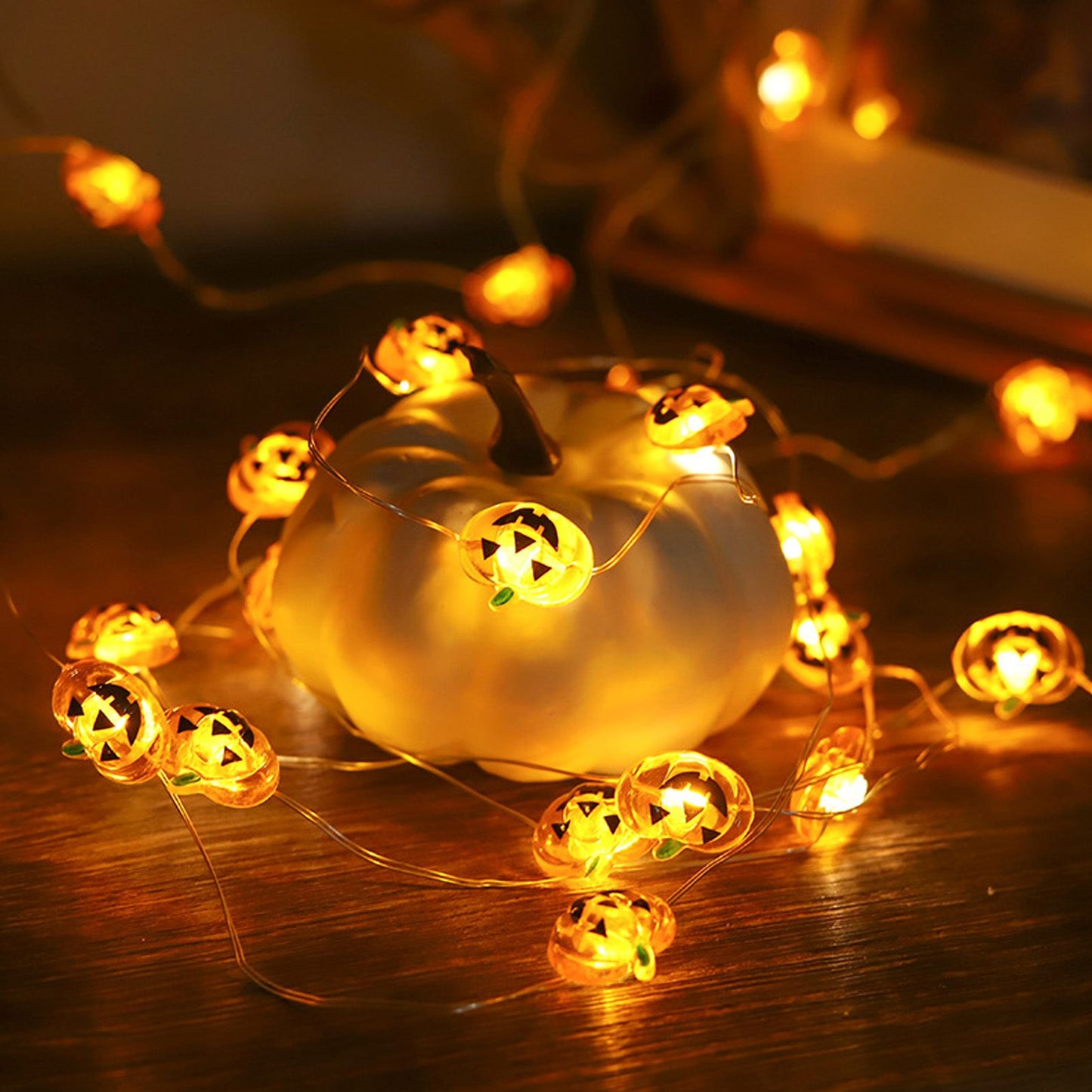 Pumpkin Lights String 2m Long 20pcs LED Copper Wire DIY Battery Powered Decorative Halloween Decor for Indoor V1294-YM3119220142911-0421
