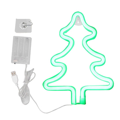 Christmas Neon Sign Christmas Tree Shape Neon Light USB Decorative Night Light for Desk Wall Display V1294-YM3119220144911-0421