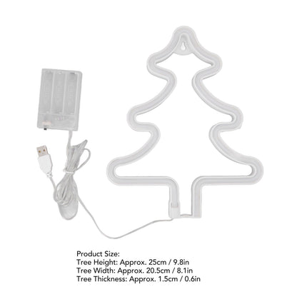 Christmas Neon Sign Christmas Tree Shape Neon Light USB Decorative Night Light for Desk Wall Display V1294-YM3119220144911-0421