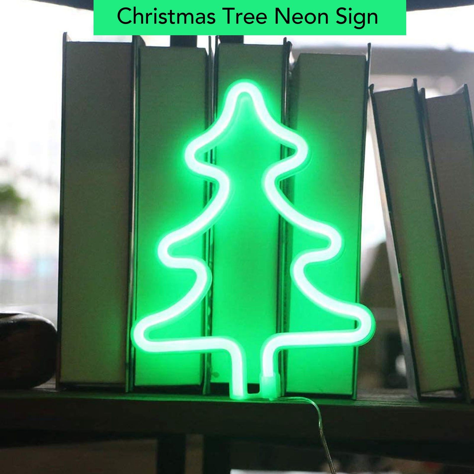 Christmas Neon Sign Christmas Tree Shape Neon Light USB Decorative Night Light for Desk Wall Display V1294-YM3119220144911-0421
