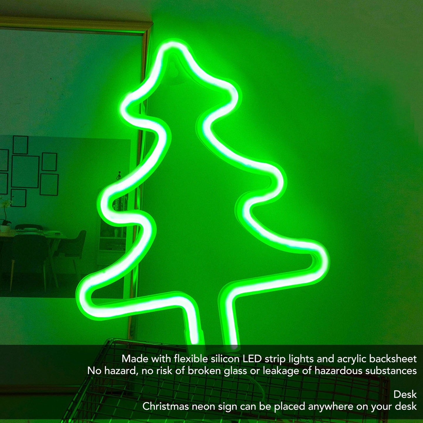 Christmas Neon Sign Christmas Tree Shape Neon Light USB Decorative Night Light for Desk Wall Display V1294-YM3119220144911-0421
