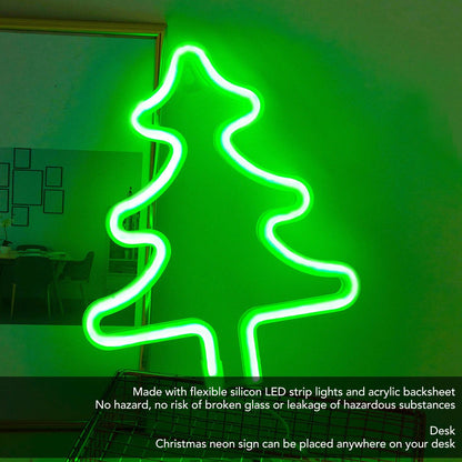 Christmas Neon Sign Christmas Tree Shape Neon Light USB Decorative Night Light for Desk Wall Display V1294-YM3119220144911-0421