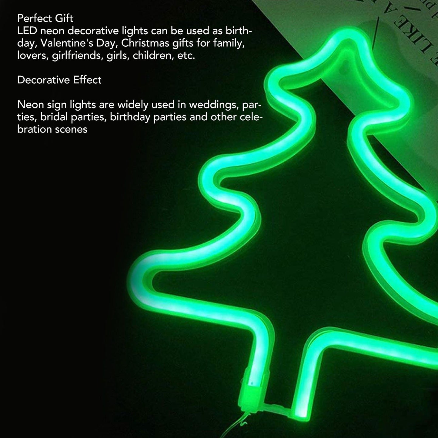 Christmas Neon Sign Christmas Tree Shape Neon Light USB Decorative Night Light for Desk Wall Display V1294-YM3119220144911-0421