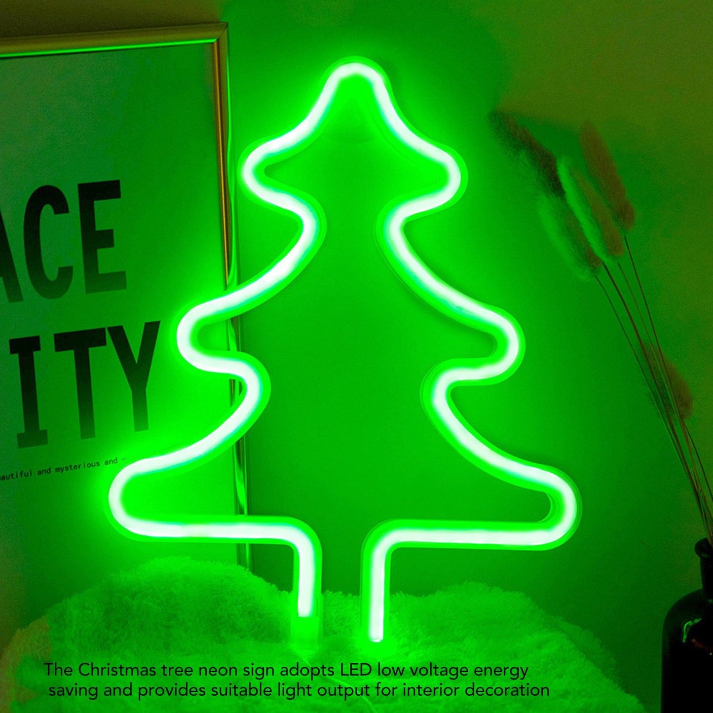 Christmas Neon Sign Christmas Tree Shape Neon Light USB Decorative Night Light for Desk Wall Display V1294-YM3119220144911-0421