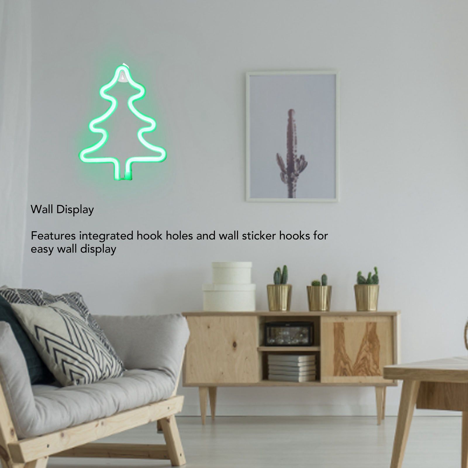 Christmas Neon Sign Christmas Tree Shape Neon Light USB Decorative Night Light for Desk Wall Display V1294-YM3119220144911-0421