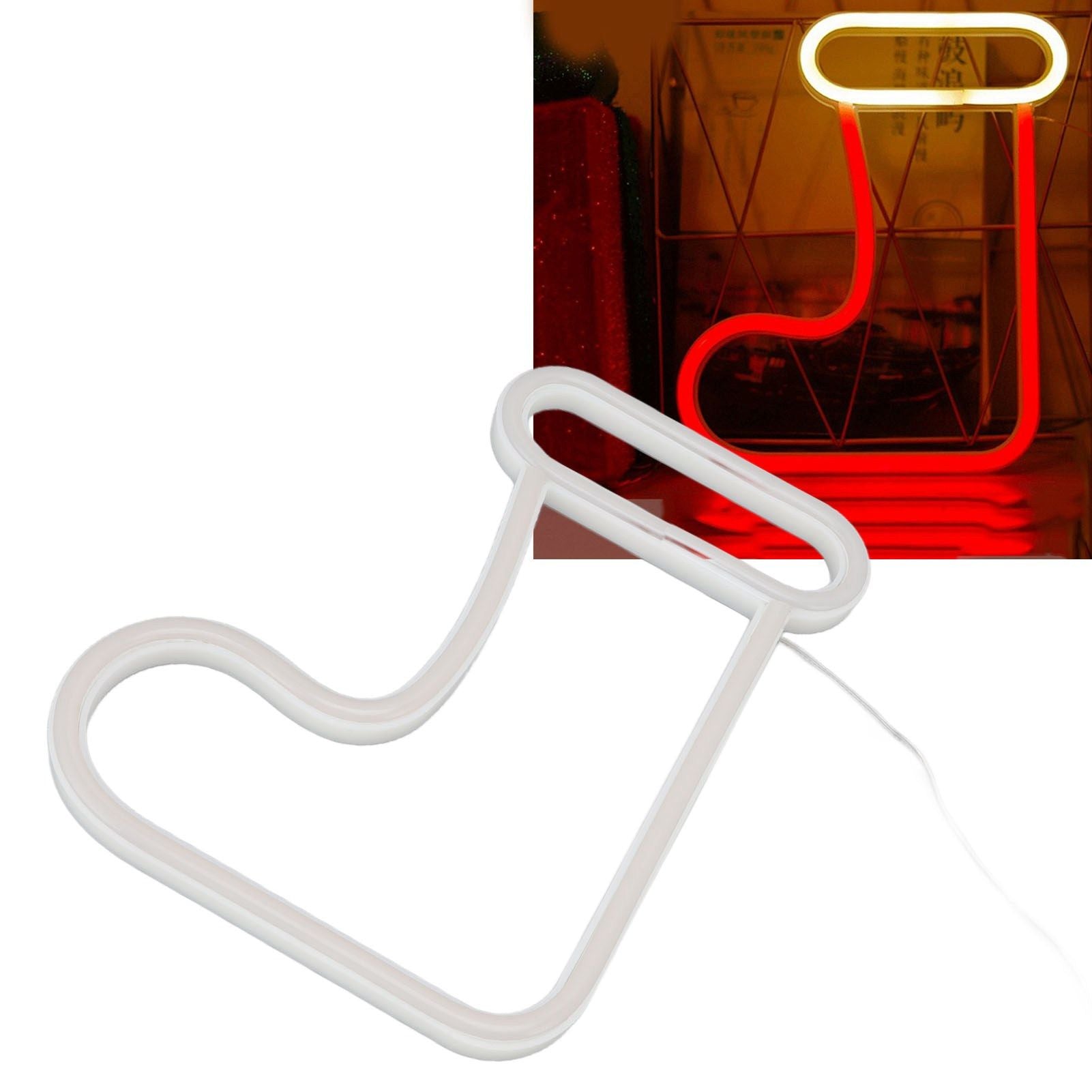 Christmas Neon Light LED Christmas Boot Neon Sign Light Battery Operated USB Charging Wall Decor Light for V1294-YM3119220145011-0421