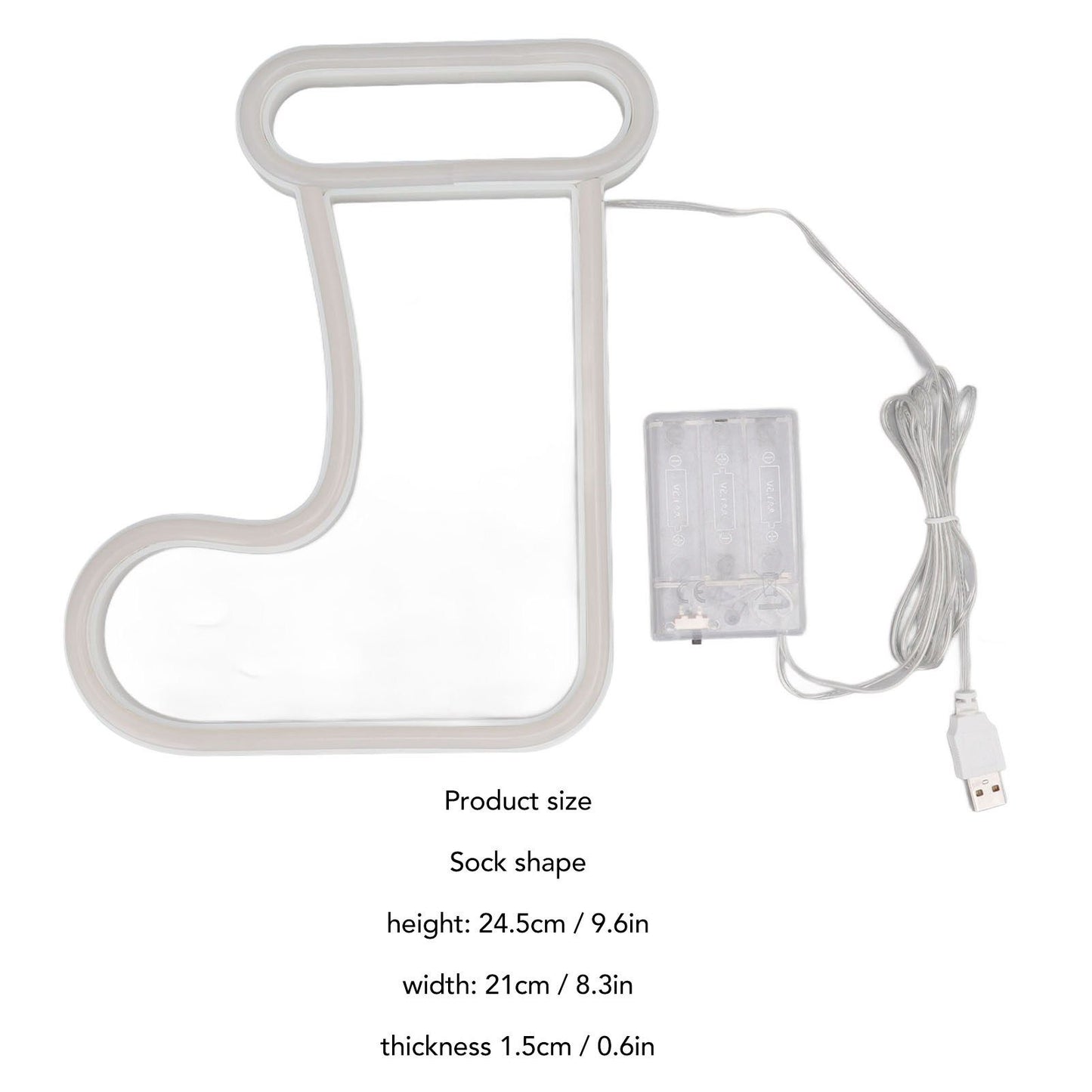 Christmas Neon Light LED Christmas Boot Neon Sign Light Battery Operated USB Charging Wall Decor Light for V1294-YM3119220145011-0421