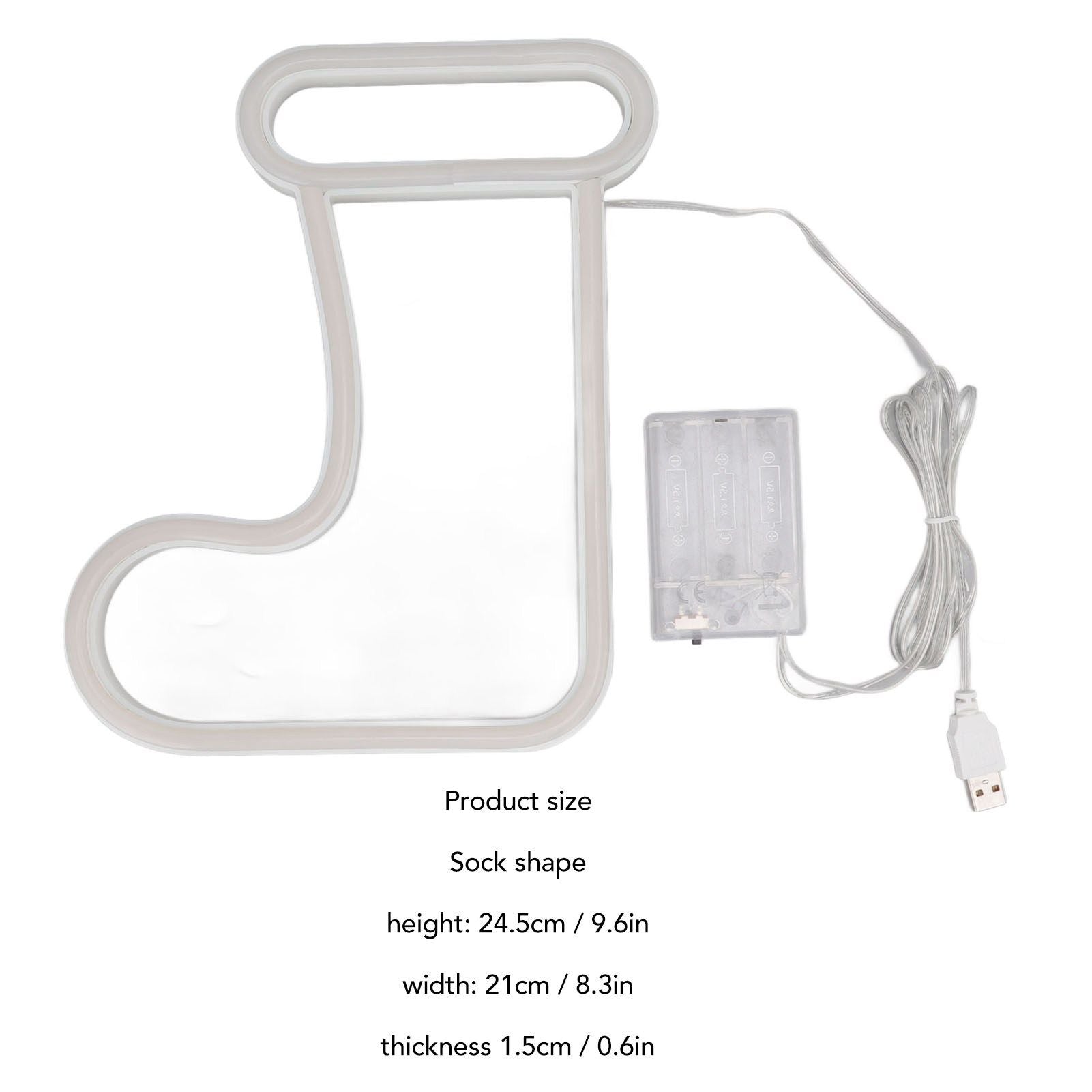 Christmas Neon Light LED Christmas Boot Neon Sign Light Battery Operated USB Charging Wall Decor Light for V1294-YM3119220145011-0421