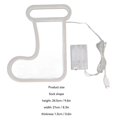 Christmas Neon Light LED Christmas Boot Neon Sign Light Battery Operated USB Charging Wall Decor Light for V1294-YM3119220145011-0421