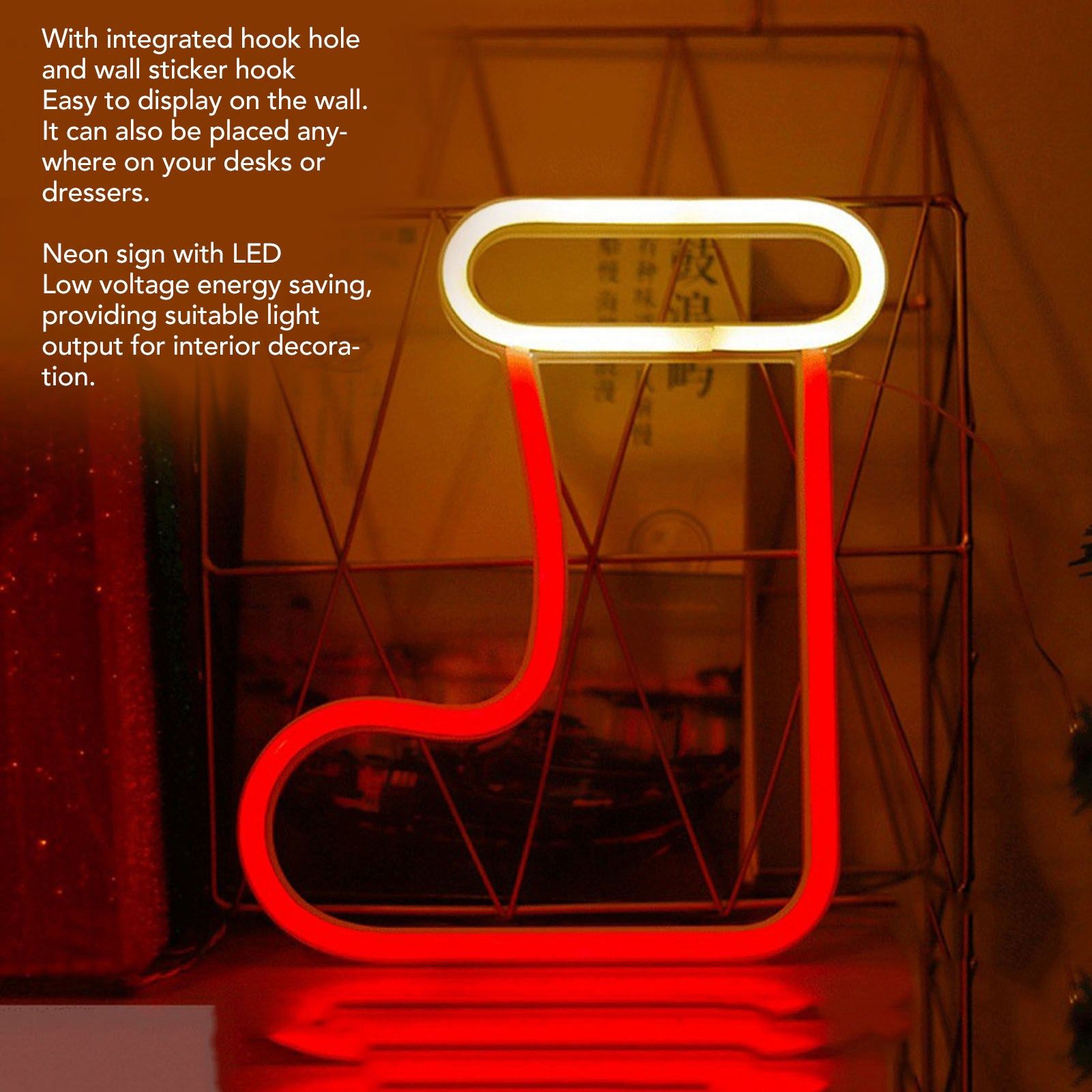 Christmas Neon Light LED Christmas Boot Neon Sign Light Battery Operated USB Charging Wall Decor Light for V1294-YM3119220145011-0421