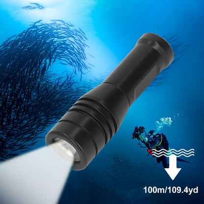 LED Diving Flashlight Aluminium Alloy IPX8 Waterproof White Light 800LM Underwater Flashlight for Underwater V1294-YM3119220145211-0421