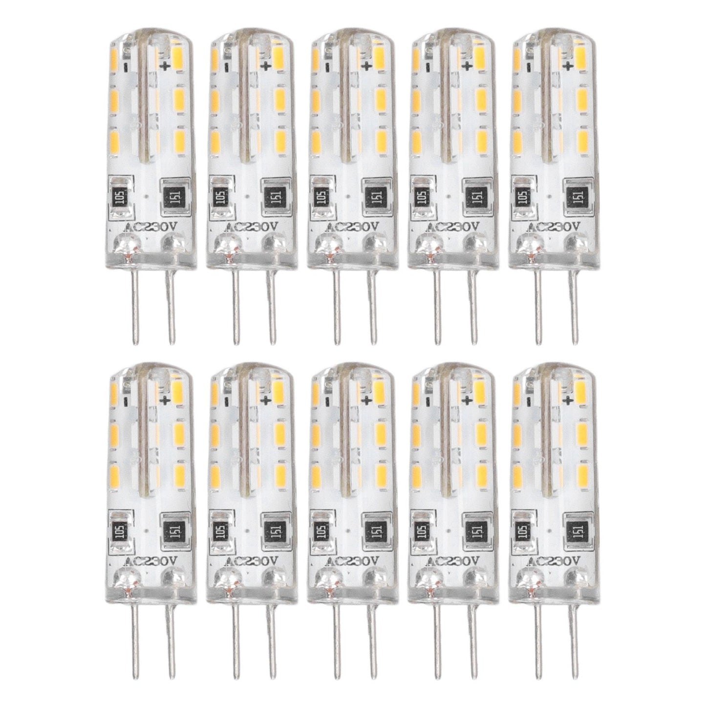 10 Pcs G4 LED Bulbs Bi Pin Base Silicone Warm White 3000K 1.5W AC220V 110LM Landscape Bulbs Replacement V1294-YM3119220145711-0421