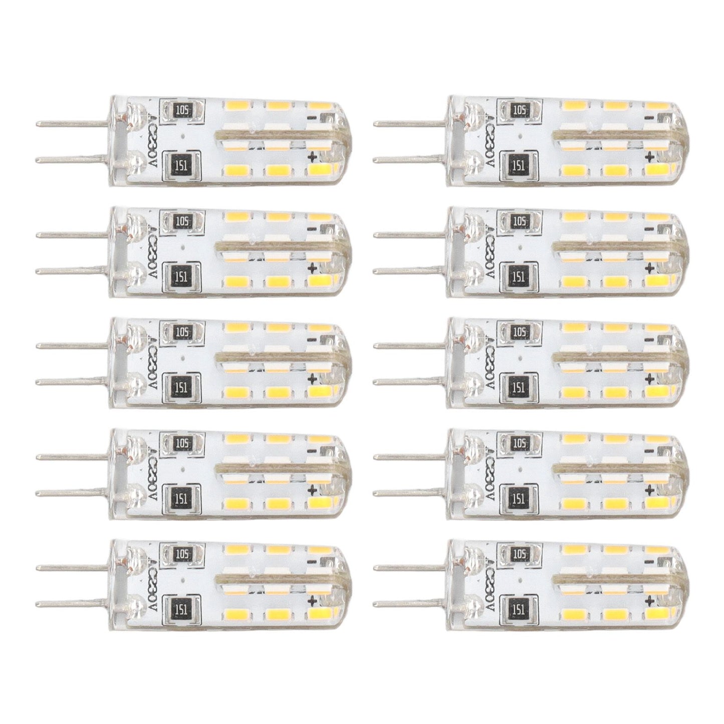 10 Pcs G4 LED Bulbs Bi Pin Base Silicone Warm White 3000K 1.5W AC220V 110LM Landscape Bulbs Replacement V1294-YM3119220145711-0421