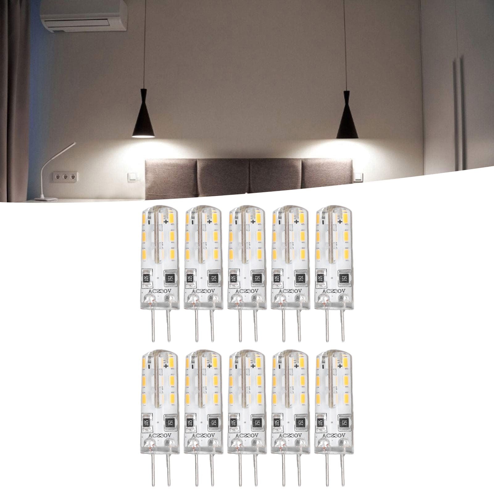 10 Pcs G4 LED Bulbs Bi Pin Base Silicone Warm White 3000K 1.5W AC220V 110LM Landscape Bulbs Replacement V1294-YM3119220145711-0421