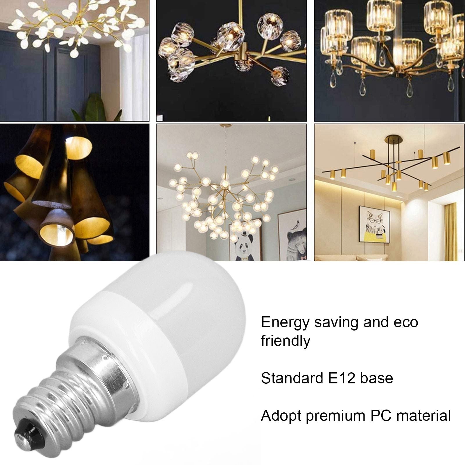 5Pcs Ceiling Light Bulbs 1.5W High Temp Resistant White 75 Luminous Flux E12 Base LED Bulbs for Office V1294-YM3119220145912-0421