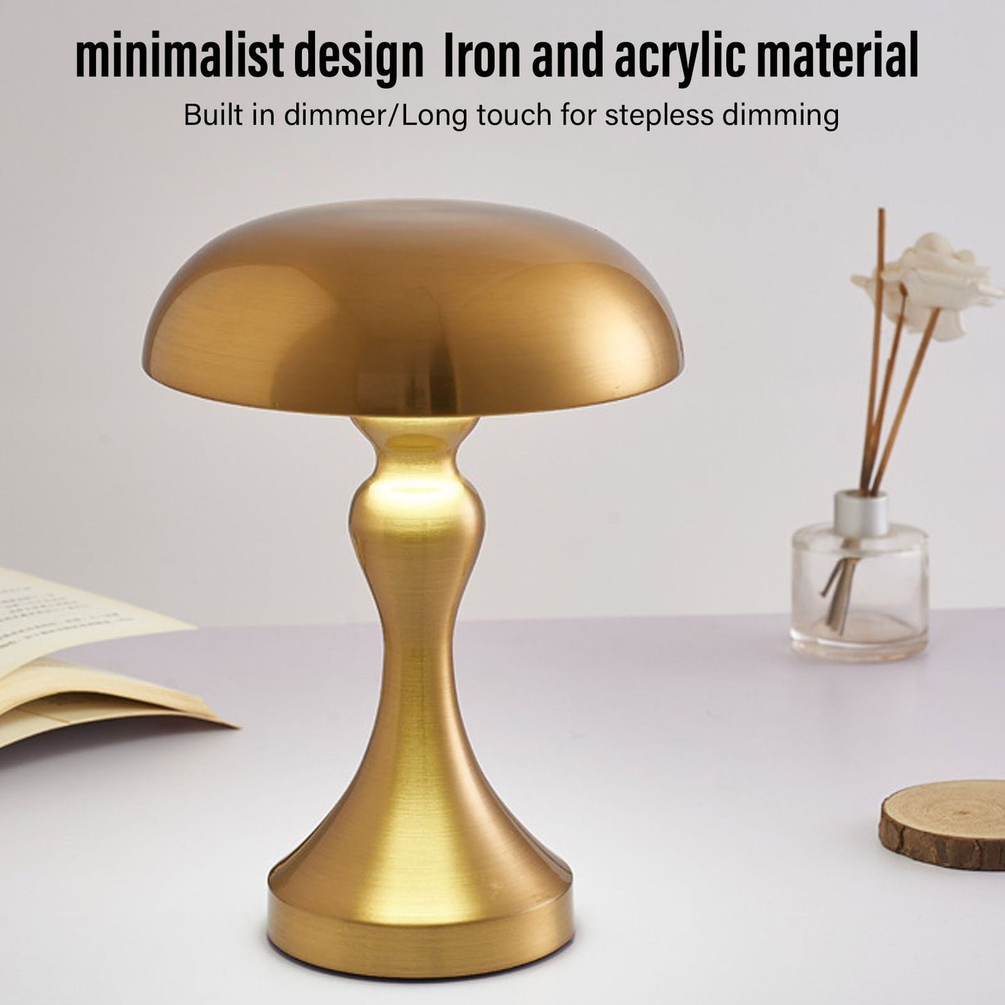 Table Lamp Rechargeable Mushroom Shape 3 Speed Color Temperature Touch Stepless Dimming Night Light for Home V1294-YM3119220146311-0421