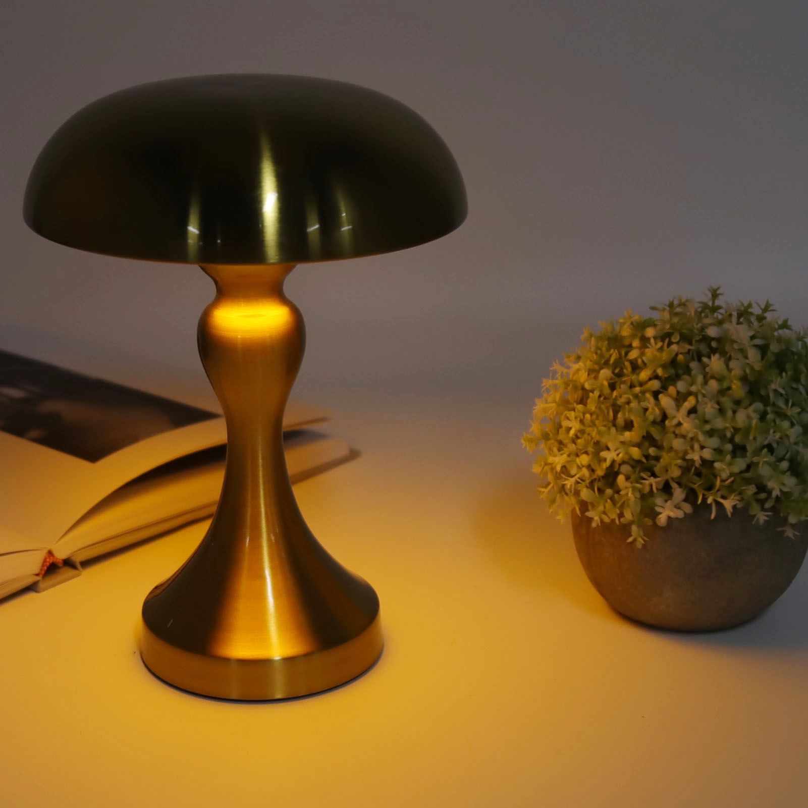 Table Lamp Rechargeable Mushroom Shape 3 Speed Color Temperature Touch Stepless Dimming Night Light for Home V1294-YM3119220146311-0421