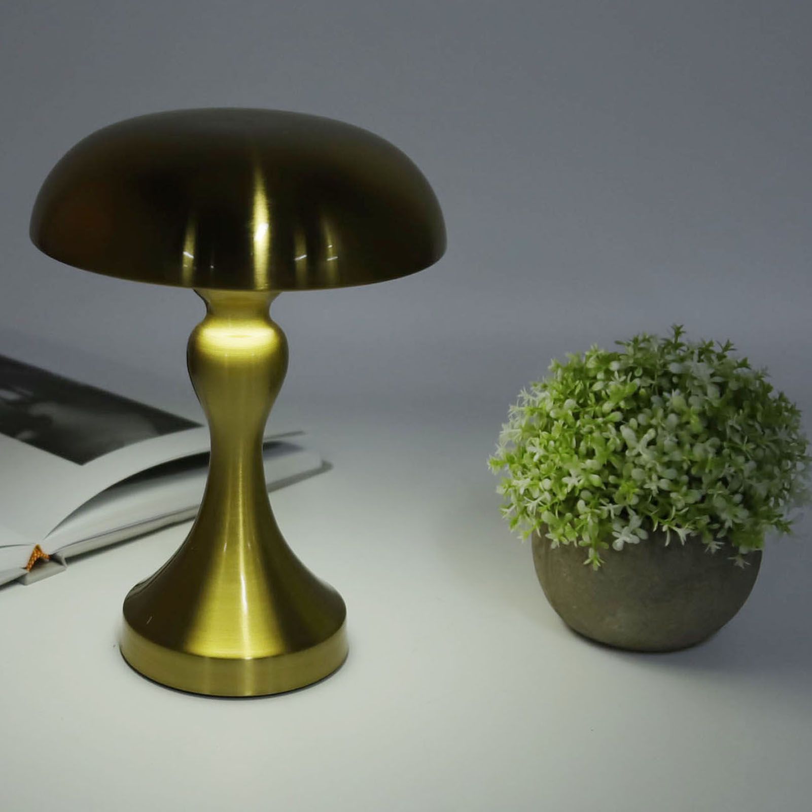 Table Lamp Rechargeable Mushroom Shape 3 Speed Color Temperature Touch Stepless Dimming Night Light for Home V1294-YM3119220146311-0421
