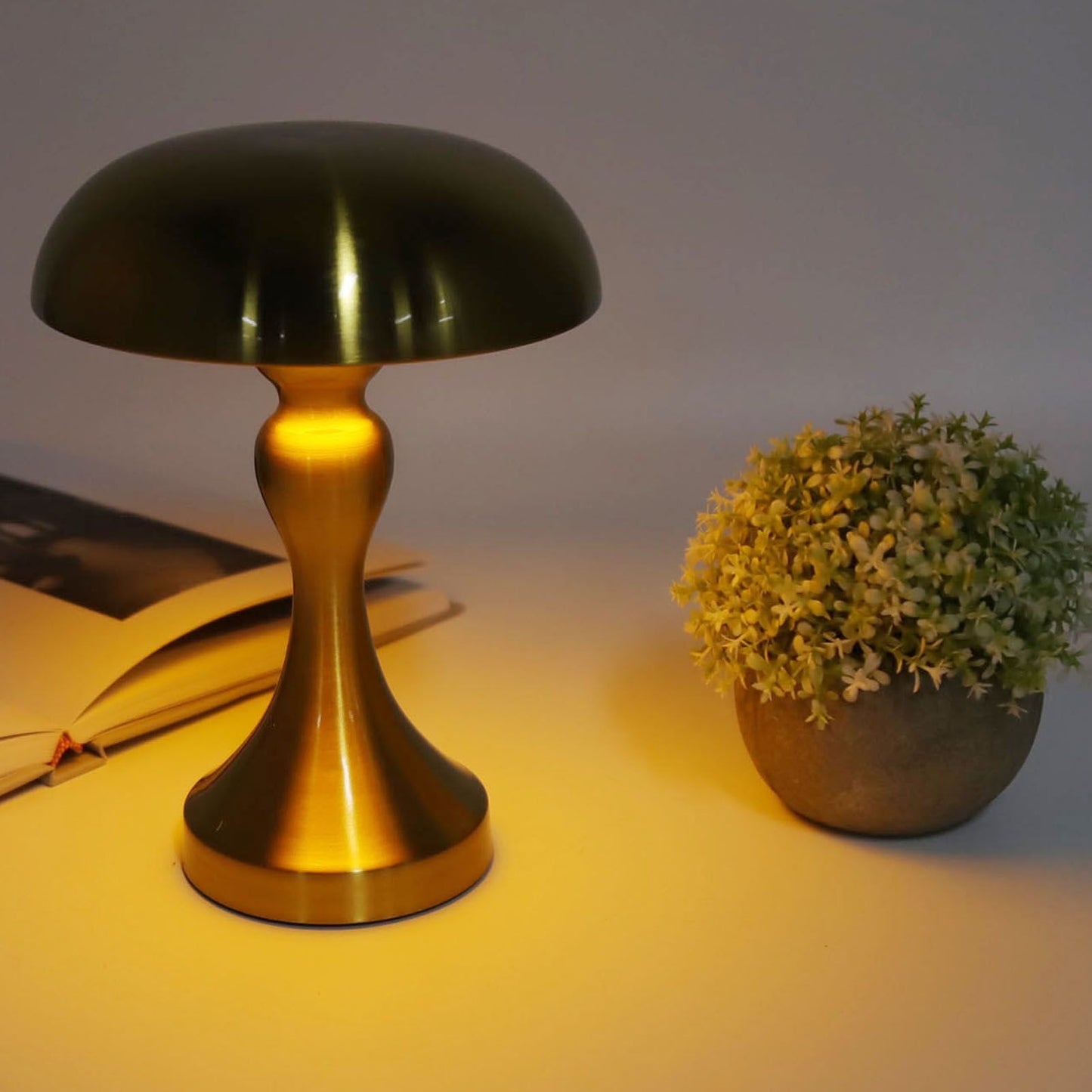 Table Lamp Rechargeable Mushroom Shape 3 Speed Color Temperature Touch Stepless Dimming Night Light for Home V1294-YM3119220146311-0421