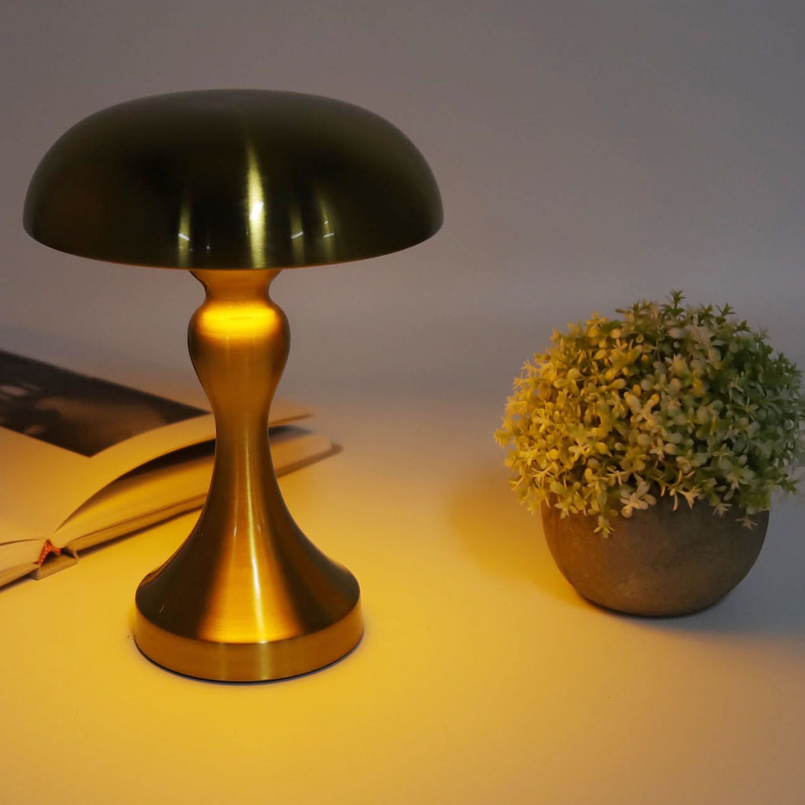 Table Lamp Rechargeable Mushroom Shape 3 Speed Color Temperature Touch Stepless Dimming Night Light for Home V1294-YM3119220146311-0421