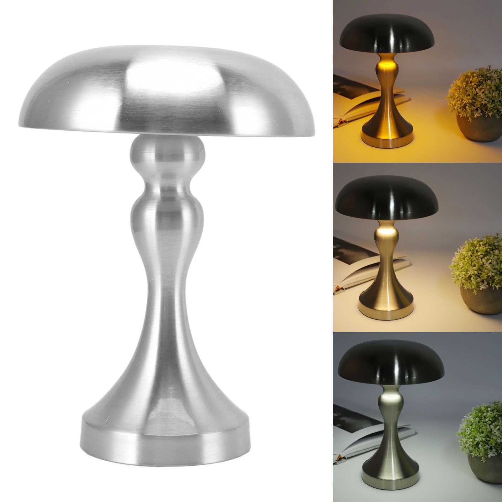 Table Lamp Rechargeable Mushroom Shape 3 Speed Color Temperature Touch Stepless Dimming Night Light for Home V1294-YM3119220146312-0421