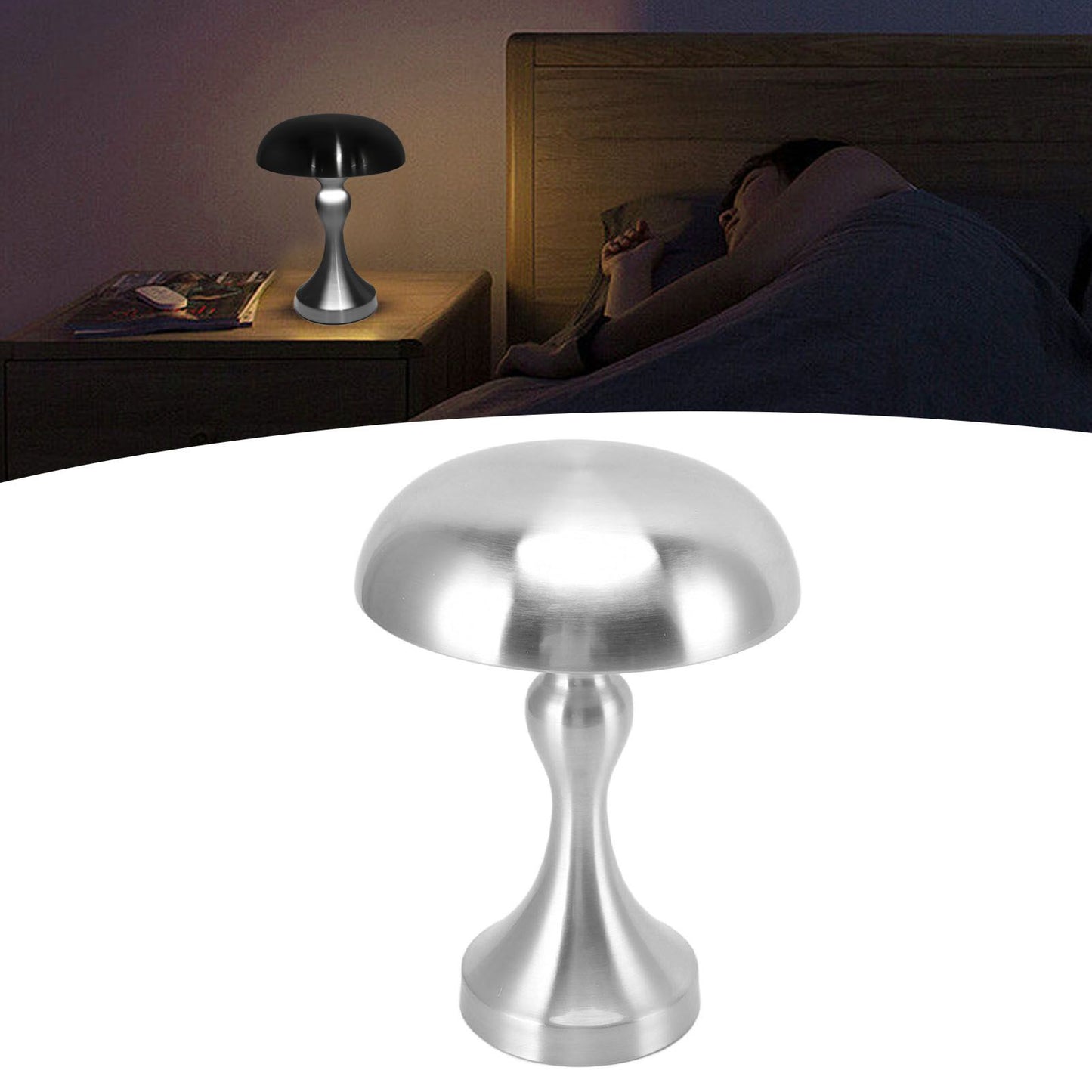Table Lamp Rechargeable Mushroom Shape 3 Speed Color Temperature Touch Stepless Dimming Night Light for Home V1294-YM3119220146312-0421