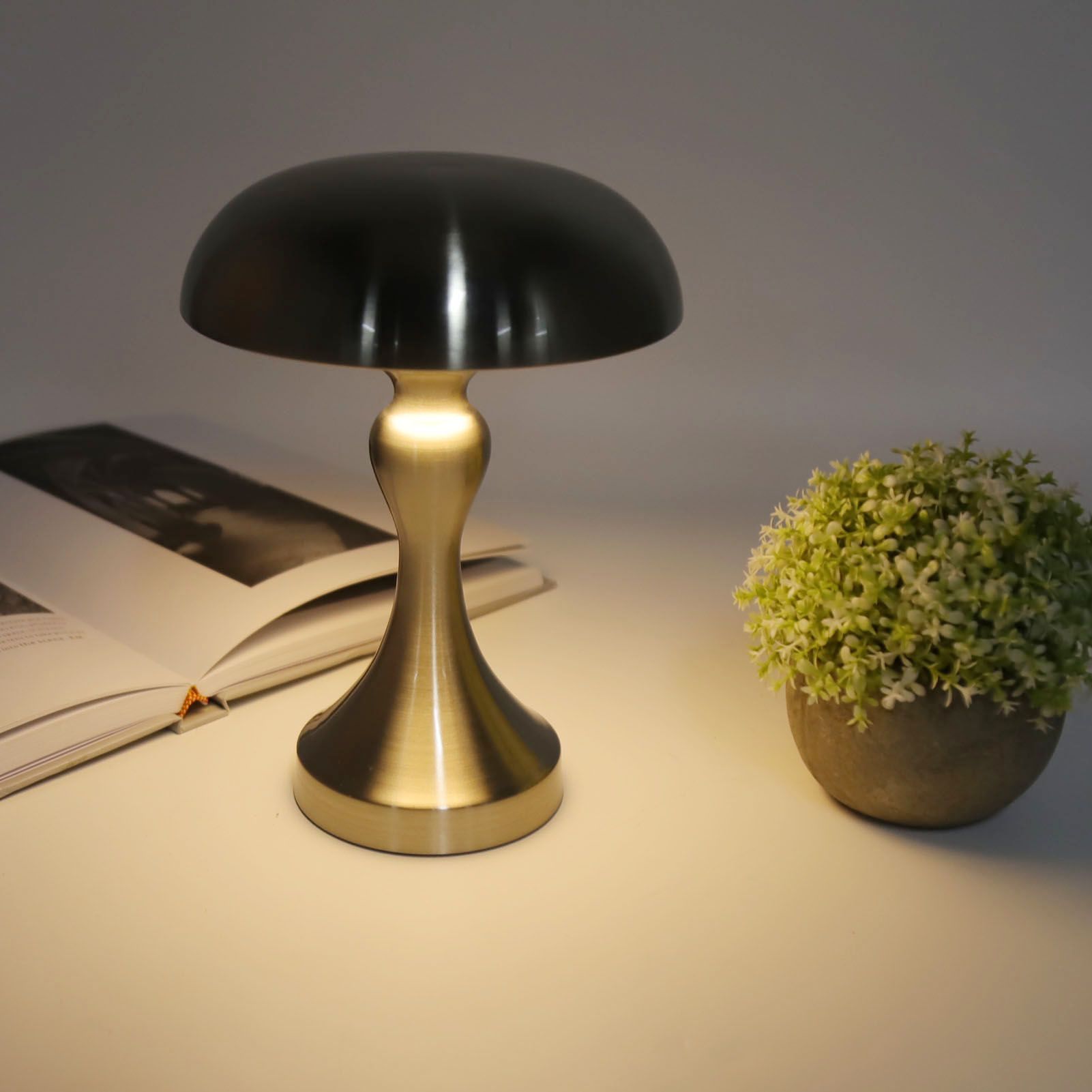 Table Lamp Rechargeable Mushroom Shape 3 Speed Color Temperature Touch Stepless Dimming Night Light for Home V1294-YM3119220146312-0421
