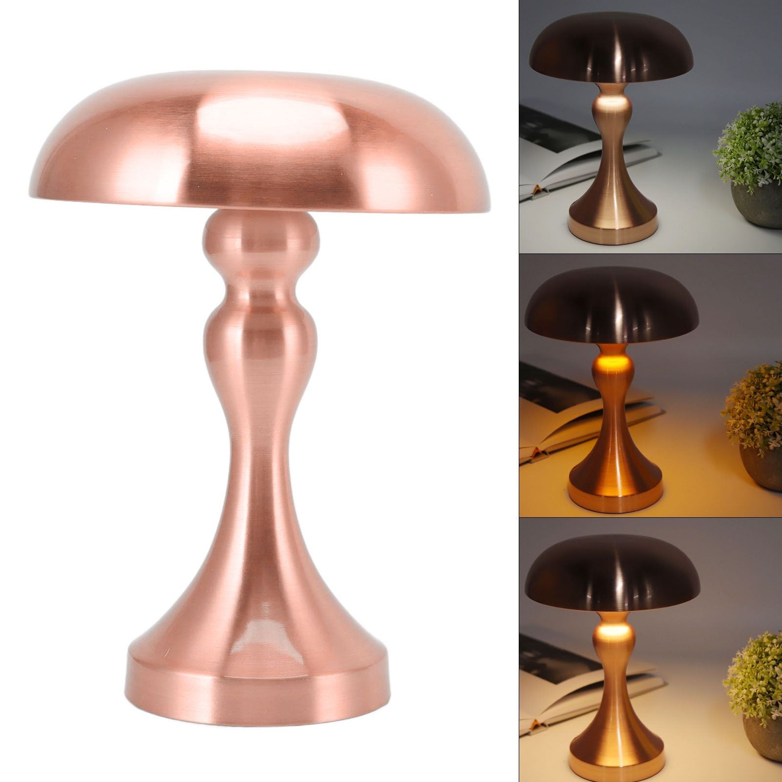Table Lamp Rechargeable Mushroom Shape 3 Speed Color Temperature Touch Stepless Dimming Night Light for Home V1294-YM3119220146313-0421