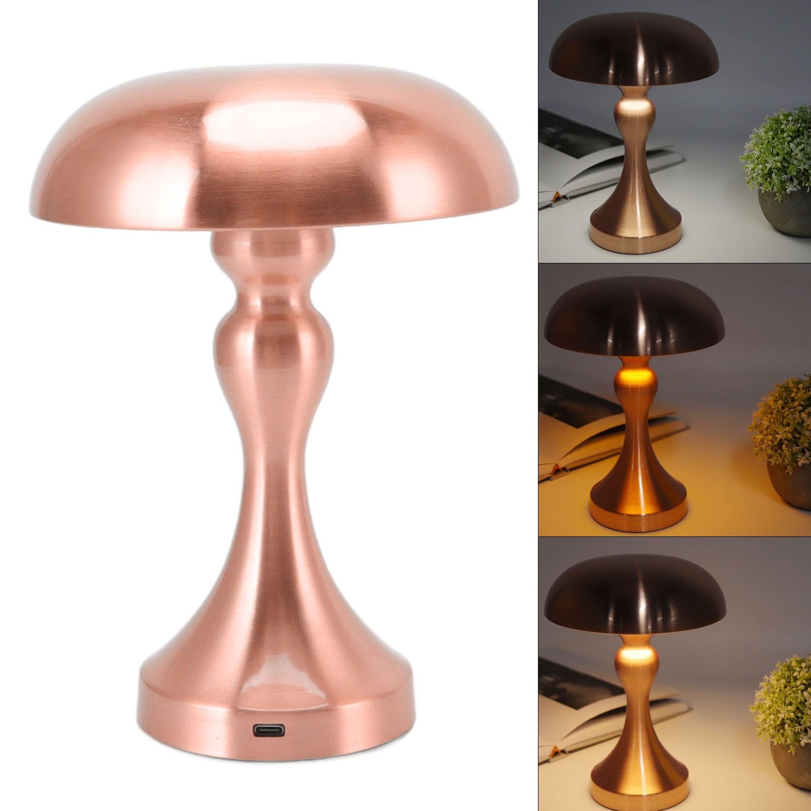 Table Lamp Rechargeable Mushroom Shape 3 Speed Color Temperature Touch Stepless Dimming Night Light for Home V1294-YM3119220146313-0421