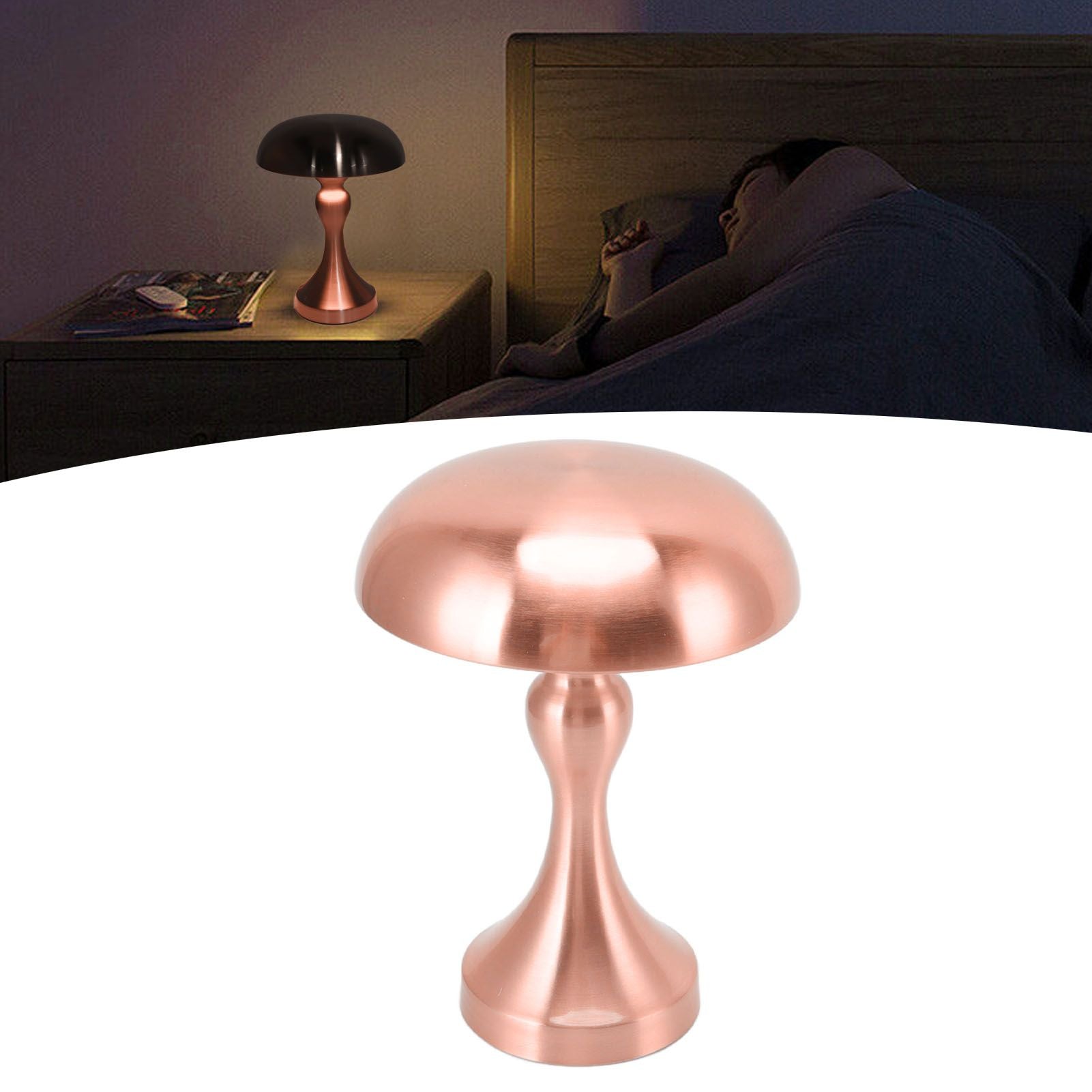 Table Lamp Rechargeable Mushroom Shape 3 Speed Color Temperature Touch Stepless Dimming Night Light for Home V1294-YM3119220146313-0421