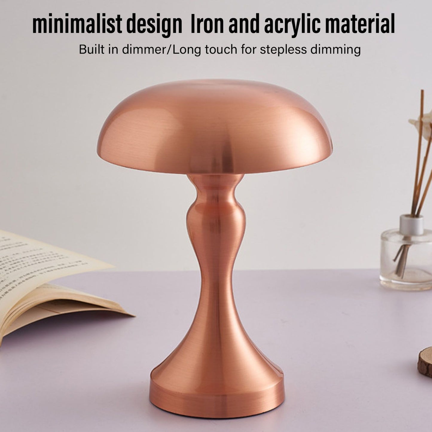 Table Lamp Rechargeable Mushroom Shape 3 Speed Color Temperature Touch Stepless Dimming Night Light for Home V1294-YM3119220146313-0421