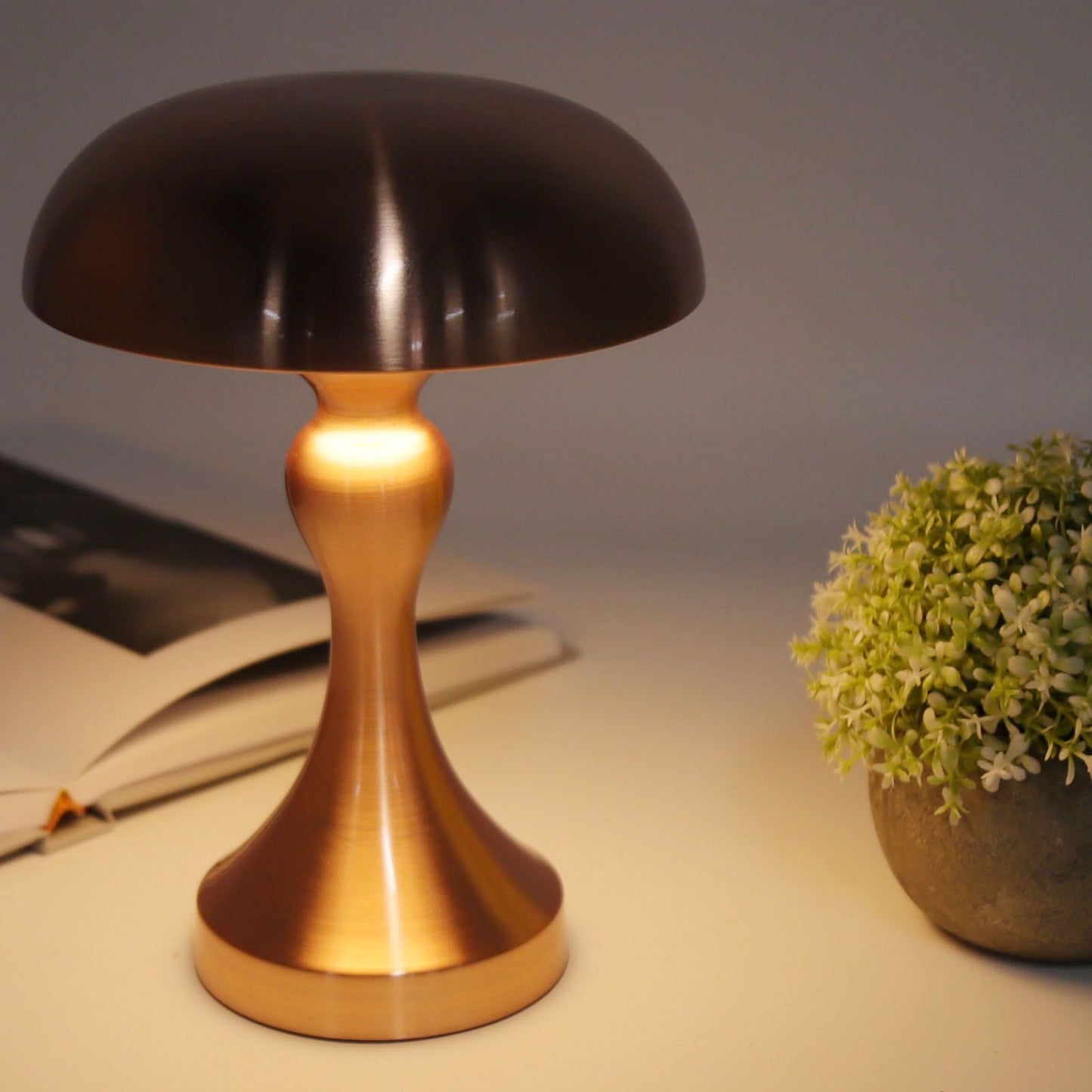 Table Lamp Rechargeable Mushroom Shape 3 Speed Color Temperature Touch Stepless Dimming Night Light for Home V1294-YM3119220146313-0421