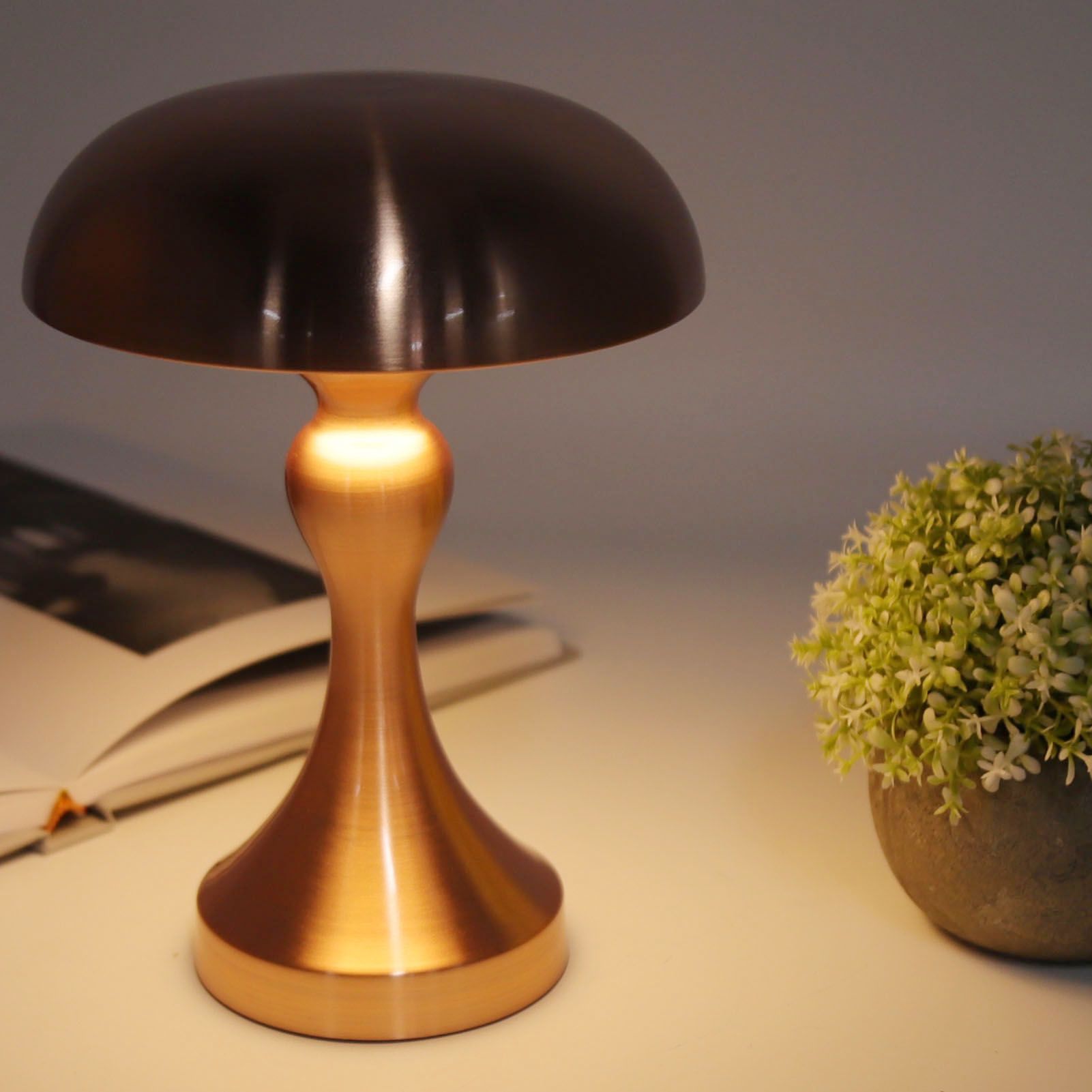 Table Lamp Rechargeable Mushroom Shape 3 Speed Color Temperature Touch Stepless Dimming Night Light for Home V1294-YM3119220146313-0421