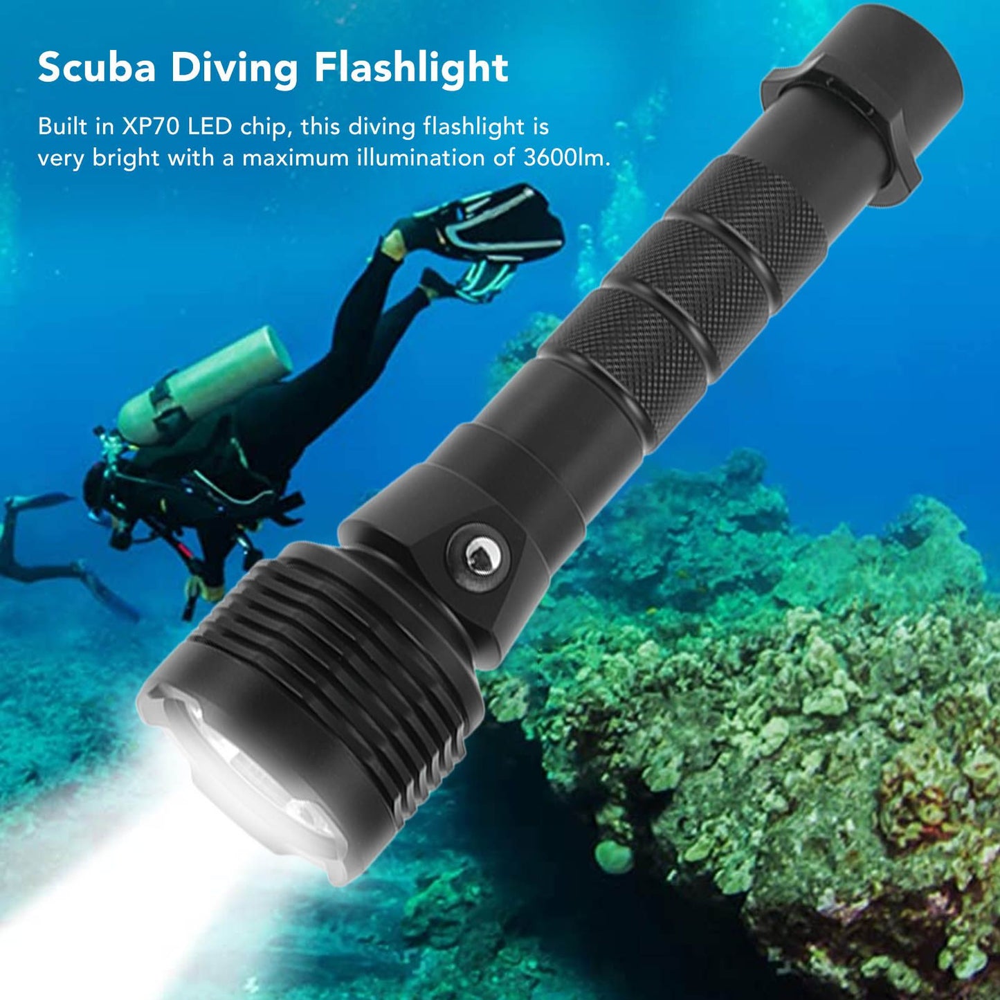 Strong Light Diving Flashlight 3600LM Long Range LED Dive Light Aluminum Alloy IPX8 Waterproof Diving Torch V1294-YM3119220147911-0421