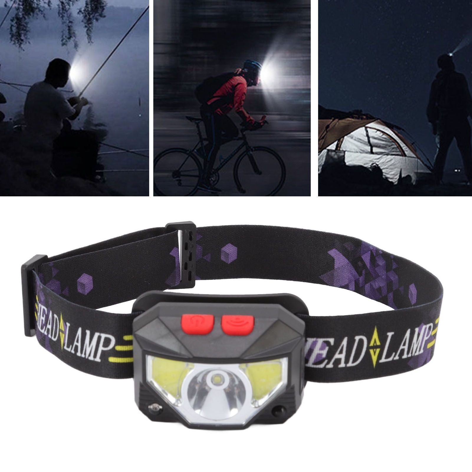 LED Outdoor Headlamp ABS Mini Multifunction USB Charging COB Sensor Head Flashlight V1294-YM3119220148111-0421
