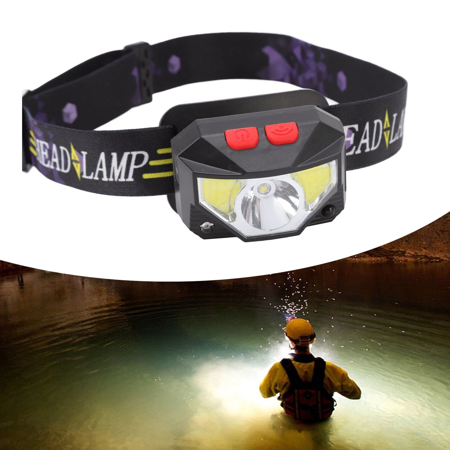 LED Outdoor Headlamp ABS Mini Multifunction USB Charging COB Sensor Head Flashlight V1294-YM3119220148111-0421